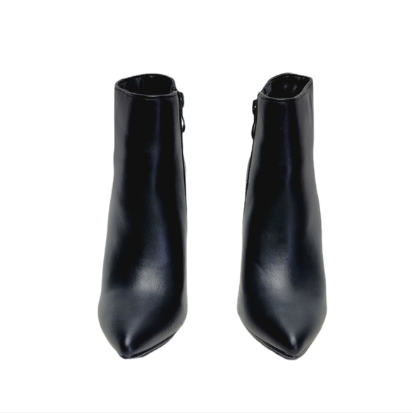 Fashion Nova Pointed Toe Clear Heeled Black Booties sz 6 - Picture 2 of 6